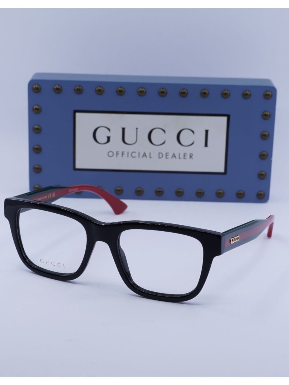 Gucci GG1870O 001 Square Eyeglasses - Black/Green/Red 53mm